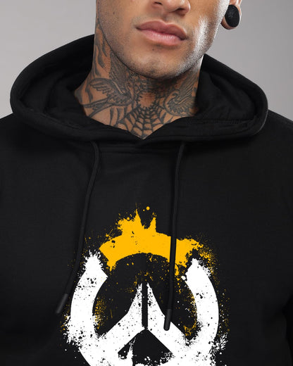 ADRO Mens Cotton Neck Hooded Sweatshirt (H24-M-PC-BL_Black