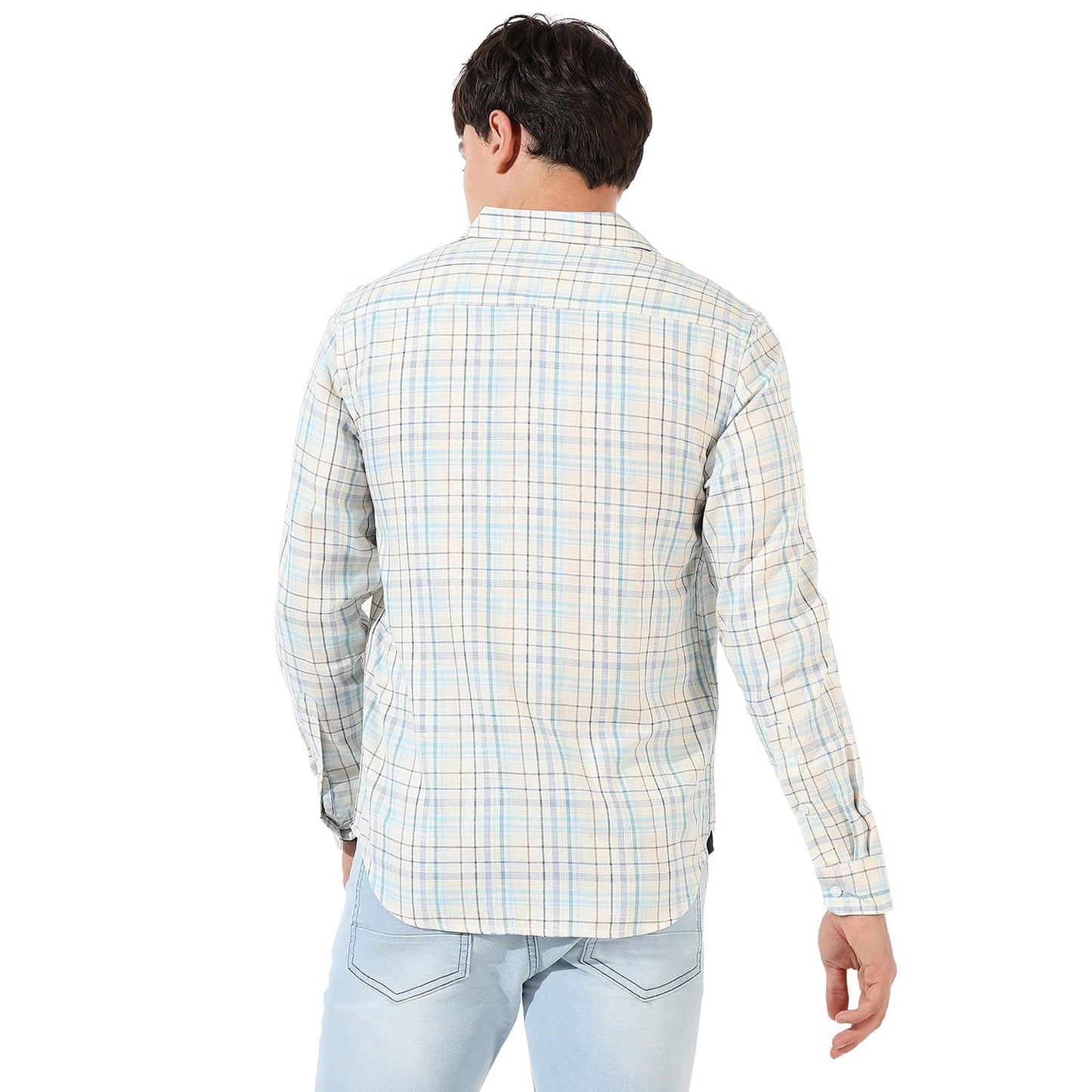 Campus Sutra Mens Multicolour Checkered Spread Collar Button Up Shirt for Casual Wear | Regular Fit | Cotton Shirt Crafted with