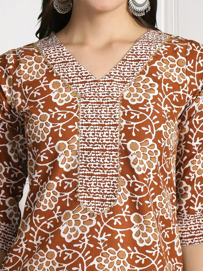 Pinkmint Womens Kurta Set ll Cotton Printed Ethnic Set ll Dupatta Set ll Suit Set