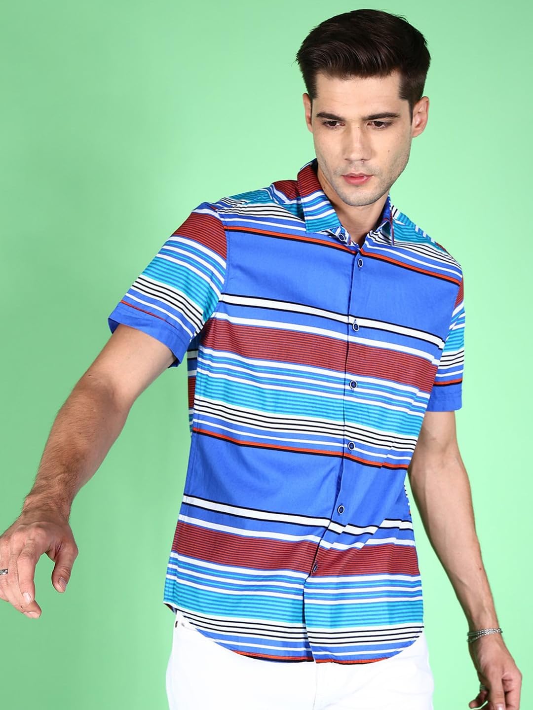 The Indian Garage Co Mens Slim Fit Shirt (0623-SHPPPR-05-01_Blue