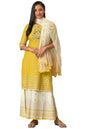 Aurelia Cream Gold Kurta-Semi Flare Palazzo-Dupatta- (Size: S)-24AUD10437-503210