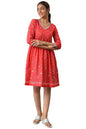 Aurelia WomenS Polyester Fit And Flare Knee-Length Casual Dress (22Ona13070-505325_Red