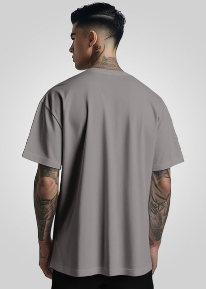 Peppyzone Mens Oversized Fit T-Shirt (OST-Biker 1-5_Grey