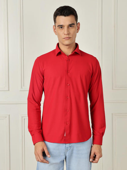 Thomas Scott Mens | Premium | Spread Collar | Slim Fit | Long Sleeves | 4 Way Stretch | Coolmax | Knitted | Casual | Shirts for
