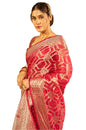 Madhuhansh Womens Organza Plain Saree With Patola Printed Solid Pattern 6 Yard Length And Unstitched Blouse Piece