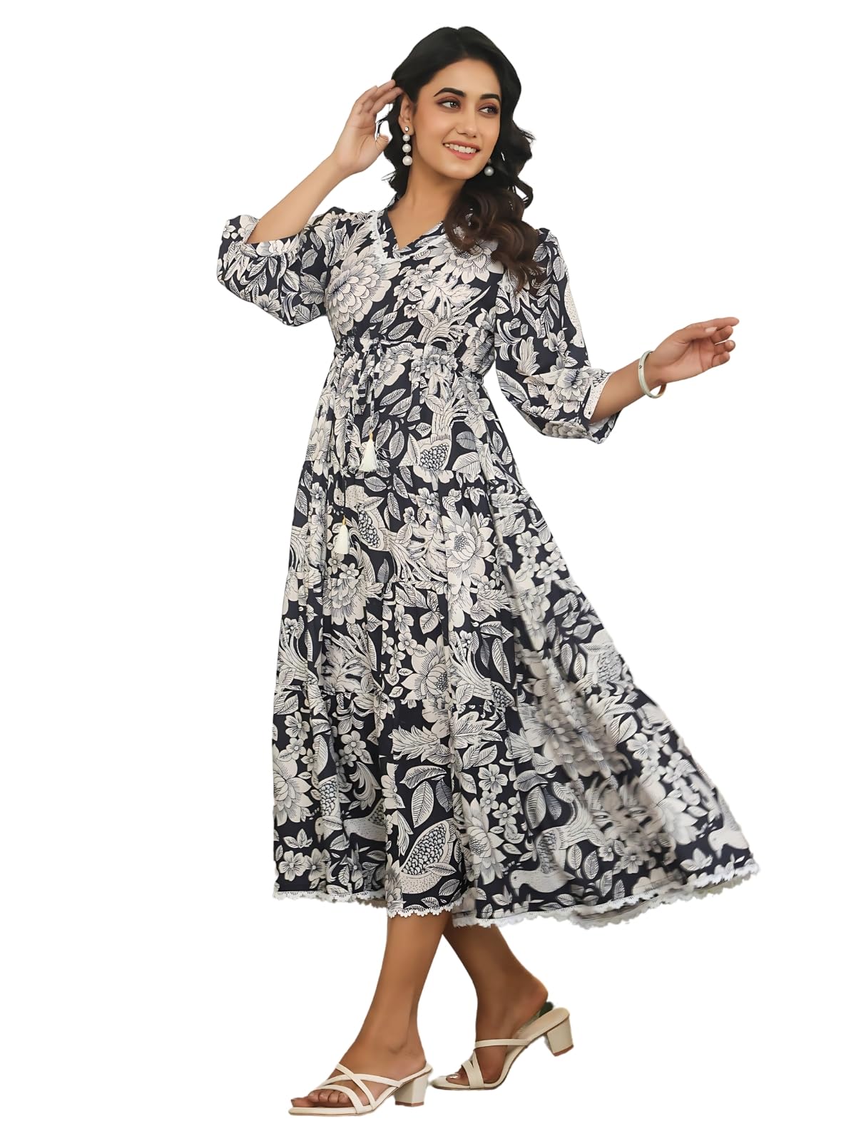 Greciilooks WomenS Rayon Casual Knee-Length Western Dress Black