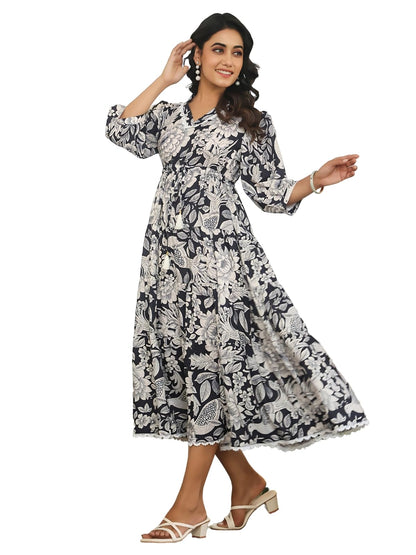 Greciilooks WomenS Rayon Casual Knee-Length Western Dress Black