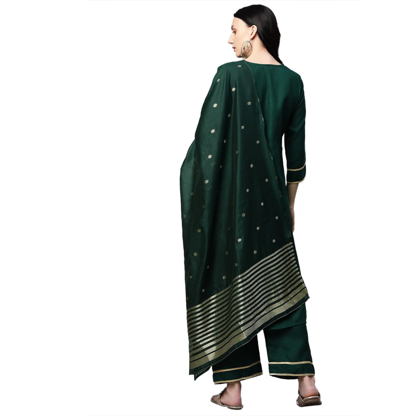 GoSriKi Cotton Blend Women Kurta With Palazzo & Dupatta