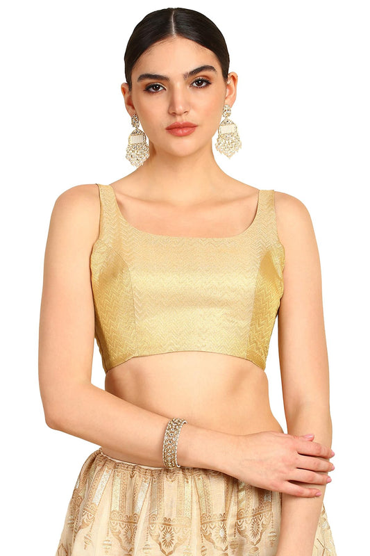 Soch Womens Beige Chevron Woven Design Tussar Padded Blouse
