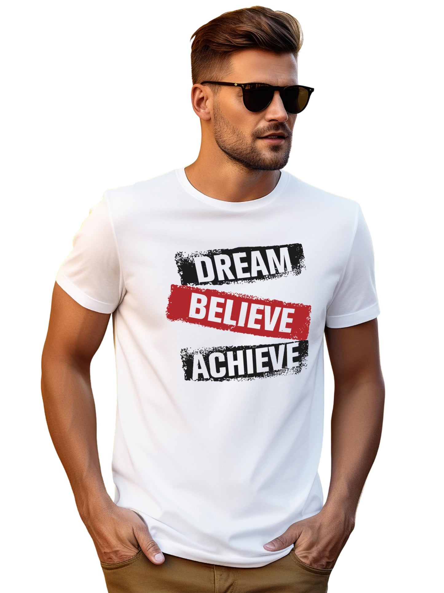 ADRO Men's Solid Regular Fit T-Shirt (RN24-DBA-WH_White