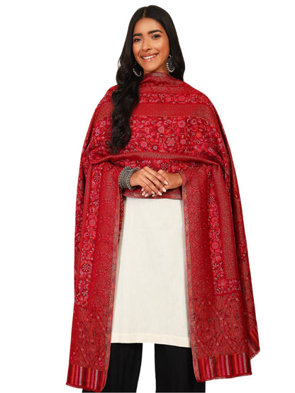 Pashmoda Women Rangrez Kaani Wool Blend Kashmiri Shawl, Stole, Scarf, Luxury Pashmina Evening Wrap (Size: 101 X 203 CM)