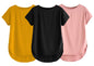 Fabricorn Combo Of Three Plain Black, Mustard Yellow And Dusty Rose Round Neck Up And Down Cotton Tshirt For Women (Black, Musta