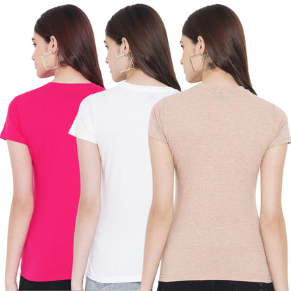 Preneum Womens Cotton Regular Fit Latest Graphic Stylish Printed Short Sleeves Casual T-Shirt || Trends & Stylish (Pack 3), Bro
