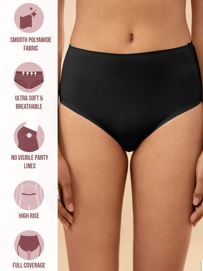 Nykd (Nyp210 Stretchable High Rise Boyshorts Underwear For Women | Ultra Soft, Comfortable & Breathable Fabric With No Visible P