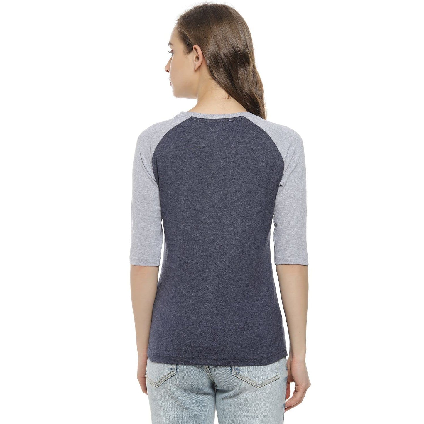 Campus Sutra Womens Grey Colour-Blocked Full Sleeve Regular Fit Top for Casual Wear | Structured Top Crafted with Comfort Fit a