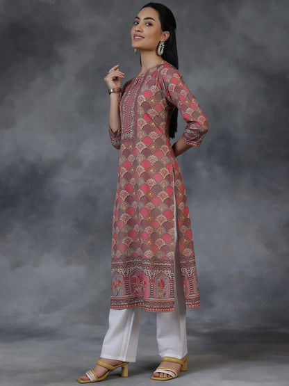 Libas WomenS Crepe Printed Straight Kurta (26552_Multicoloured