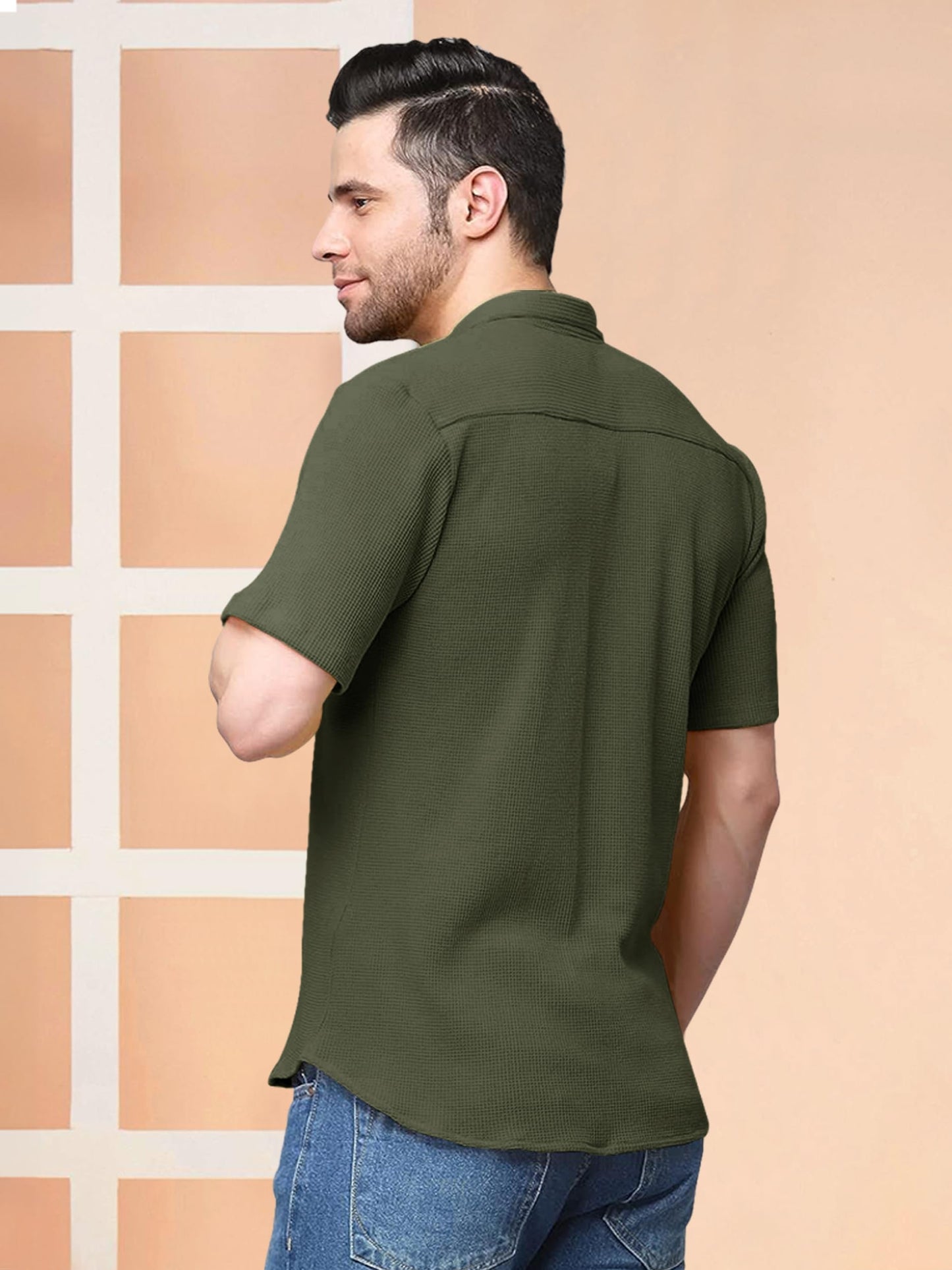 Nobel Monk MenS Solid Casual Shirt |Half Sleeve | Regular Fit |Stylish Shirt For Men Military Green