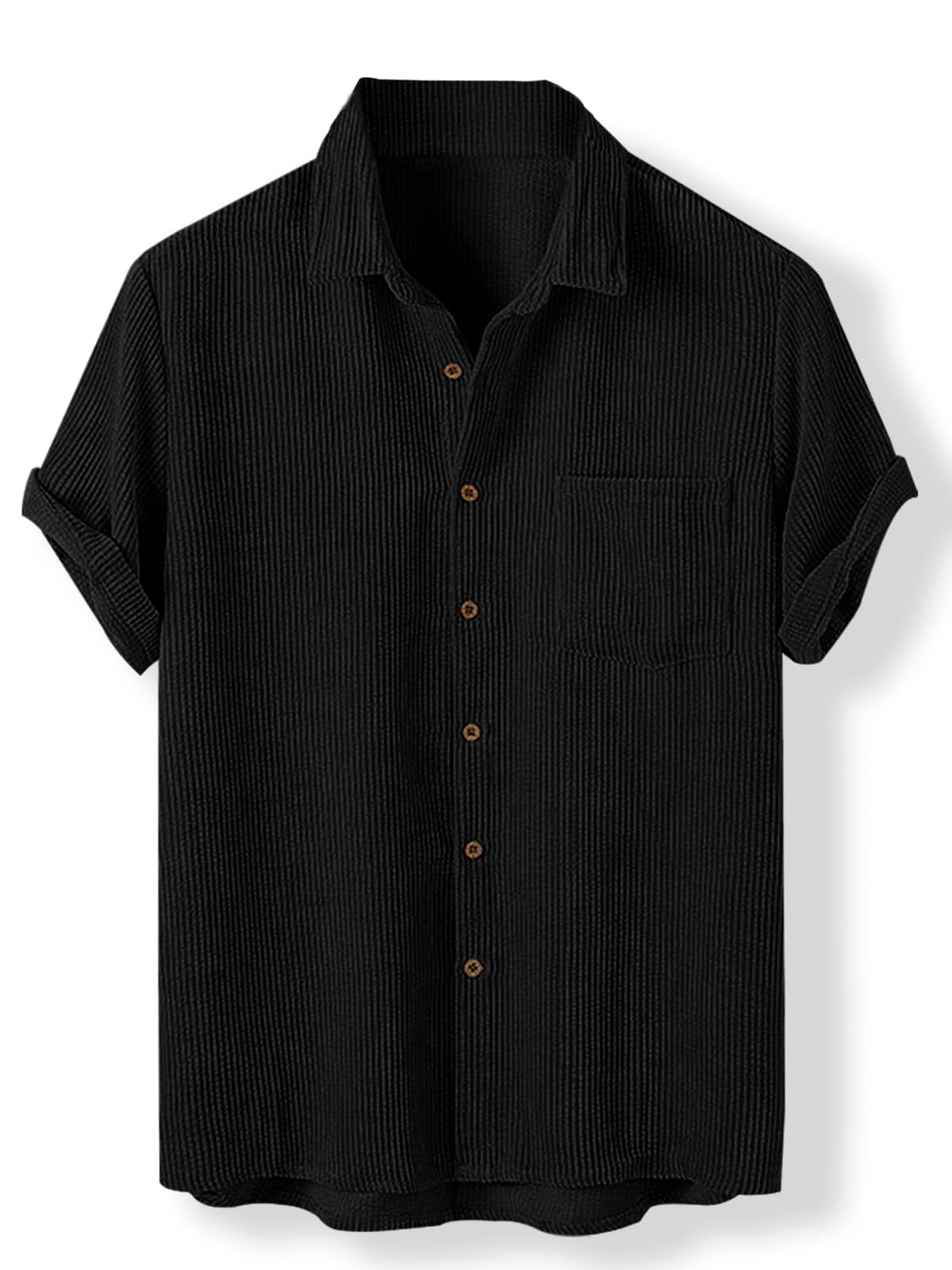 Eyebogler MenS Solid Regular Fit Polyester Casual Shirt With Spread Collar & Full Sleeves Shirt Black