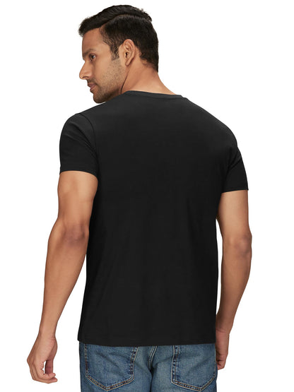 XYXX Mens Solid Regular Fit T-Shirt (XY_CR15_Tshirt_2_Bold Burgundy+Pitch Black