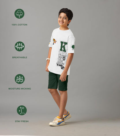 Kyda Kids 100% Pure Cotton Boys Premium Printed Tshirt And Shorts Co-Ords Set (Pack Of 1)