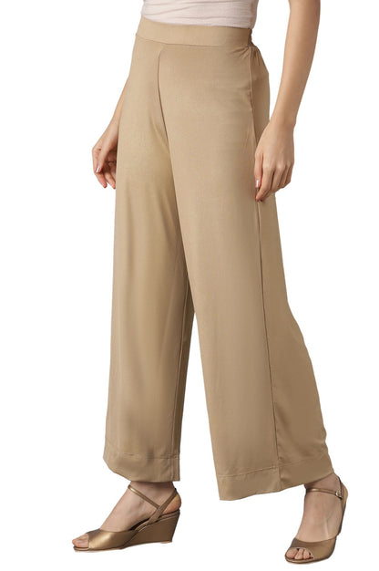 Aurelia Gold Solid Poly-Blend Palazzo Ethnic Bottomwear for Women