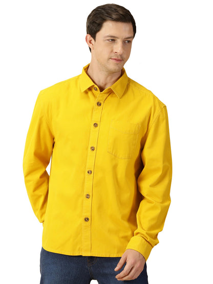 Thomas Scott Mens Classic 100% Cotton Casual Shirt Mustard