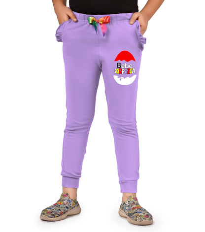 Kyda Kids Cotton Printed Regular Fit Track Pants For Girls (Pack Of 2)