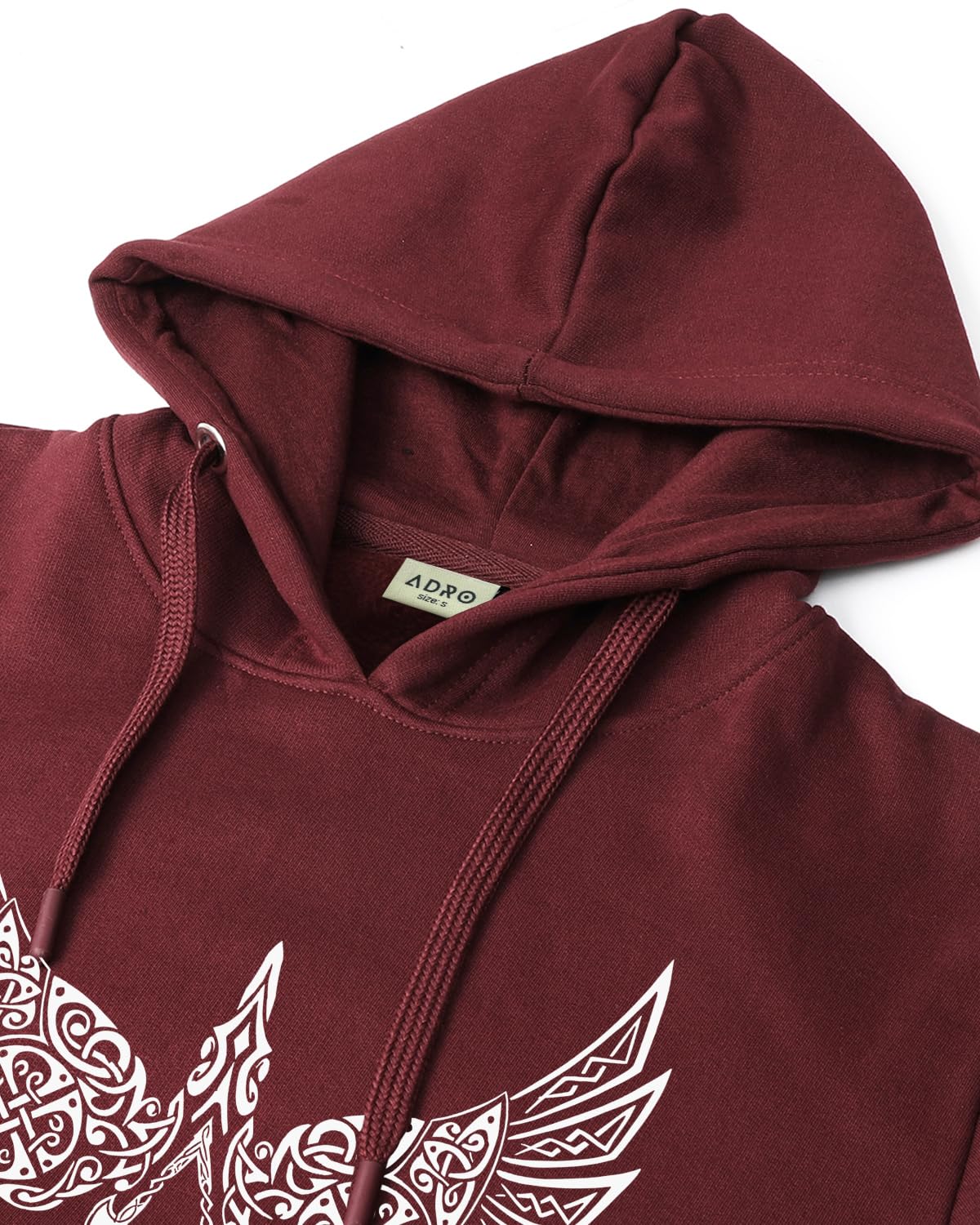 ADRO Men's Cotton Neck Hooded Sweatshirt (H24-BIRD-MR_Maroon