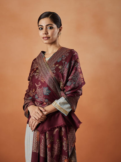 Pashmoda Women Nayab Kaani Wool Blend Stole (Size : 71X203 CM)
