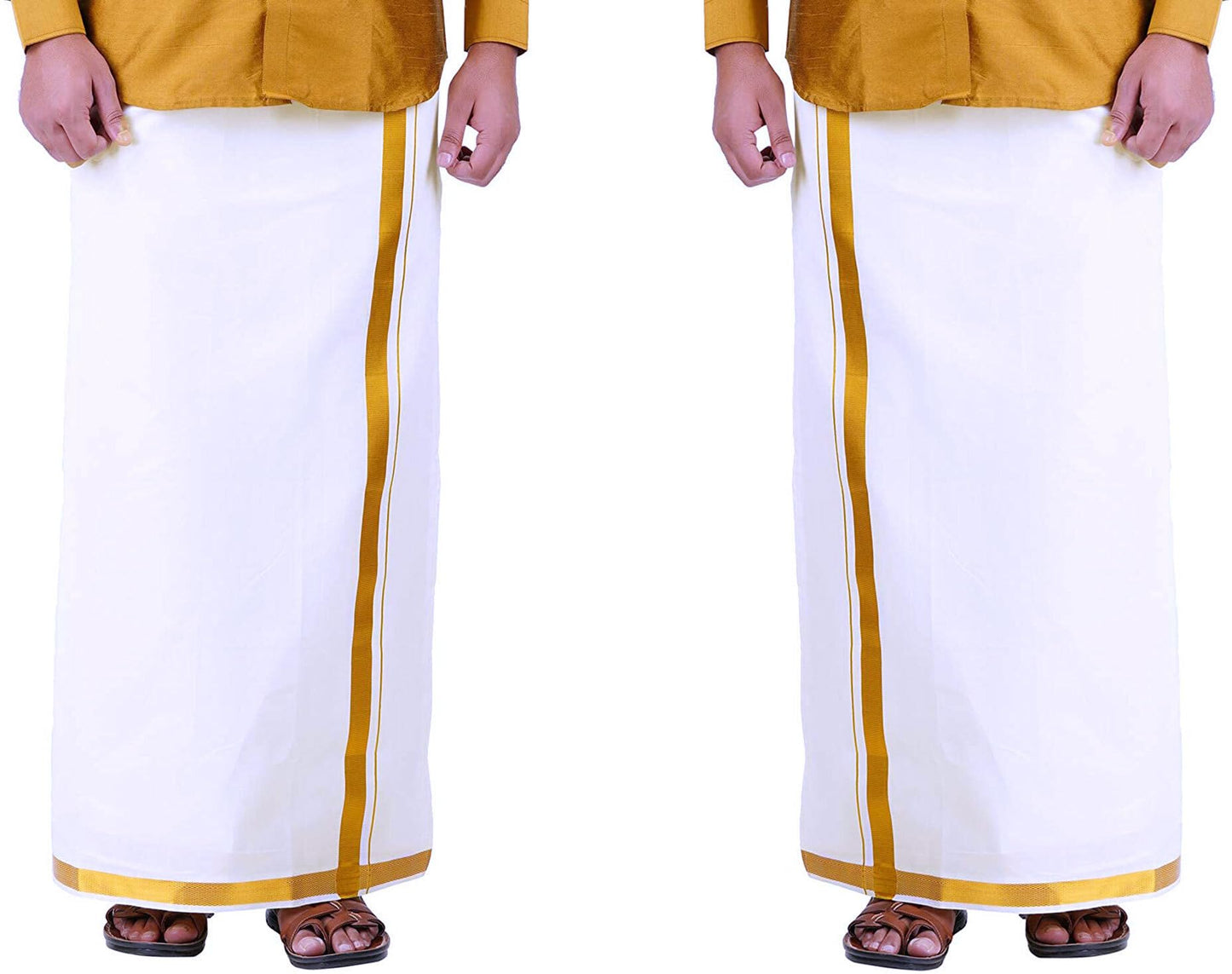 Prakasam Cotton Fine Quallity (Flexi) Adjustable 2 Way Pocket (Right/Left) Stitched White Solid Men Dhoti