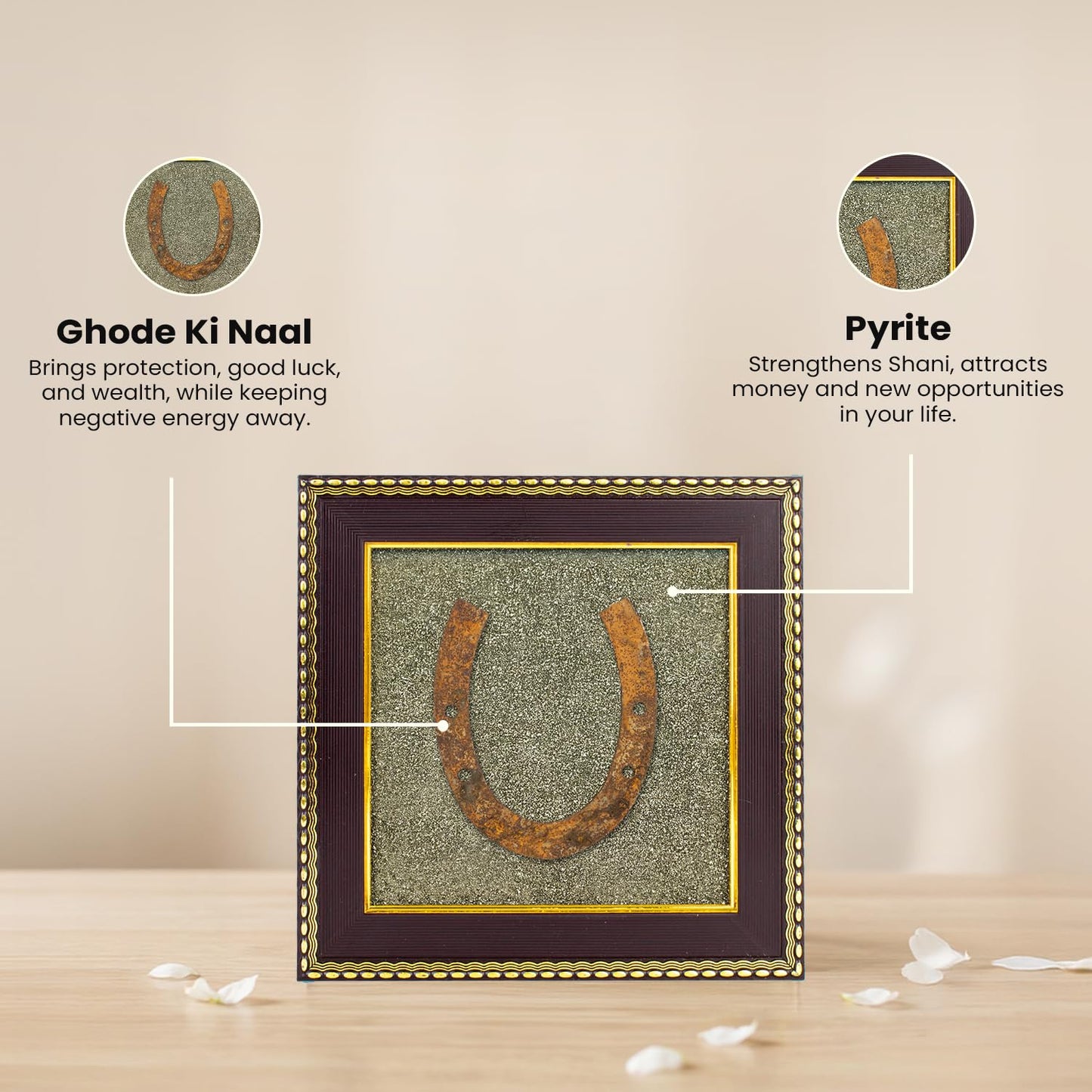 Astrotalk Ghode Ki Naal on Raw Pyrite Frame | Vastu Decorative Item for Home & Office | Attracts Wealth, Luck & Prosperity | Home Decor & Wall Decor Items for Living Room | Gift for Man & Woman