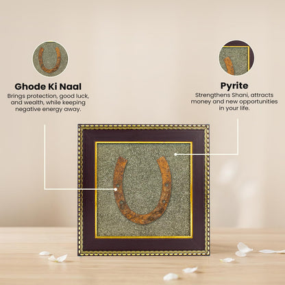 Astrotalk Ghode Ki Naal on Raw Pyrite Frame | Vastu Decorative Item for Home & Office | Attracts Wealth, Luck & Prosperity | Home Decor & Wall Decor Items for Living Room | Gift for Man & Woman