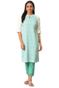 Green Cotton Dobby Printed Kurta (Size: 2XL)-24AUA13934-703848