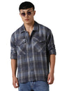 Hubberholme Men Cotton Check Oversized Fit Spread Collar Long Sleeves Shirts