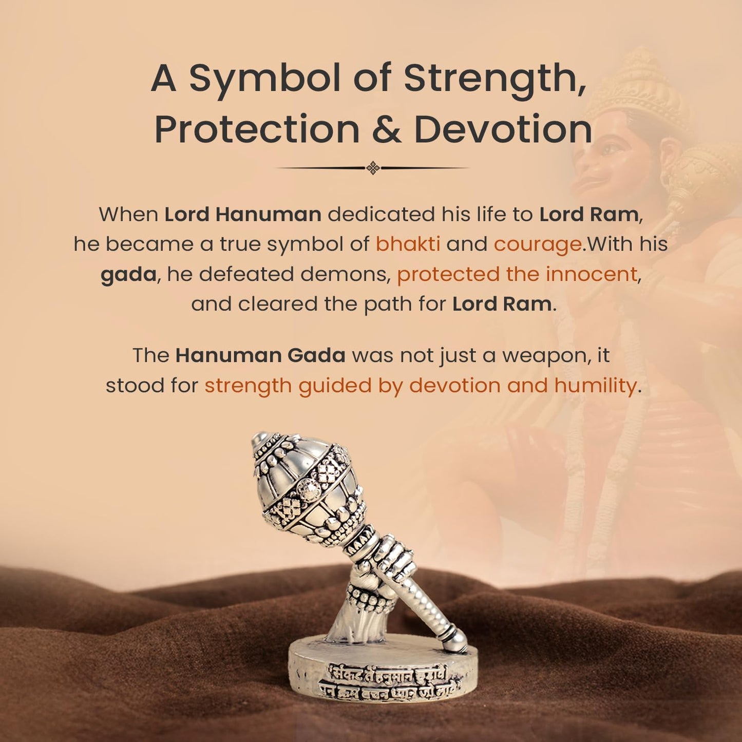 Astrotalk Shri Hanuman Gada Idol (2.7x4) Inch | 999 Silver Finish | Hanuman Chalisa Chaupai Engraved for Strength, Courage & Protection | Home Decor & Car Dashboard God Idol | Gift for Man & Woman