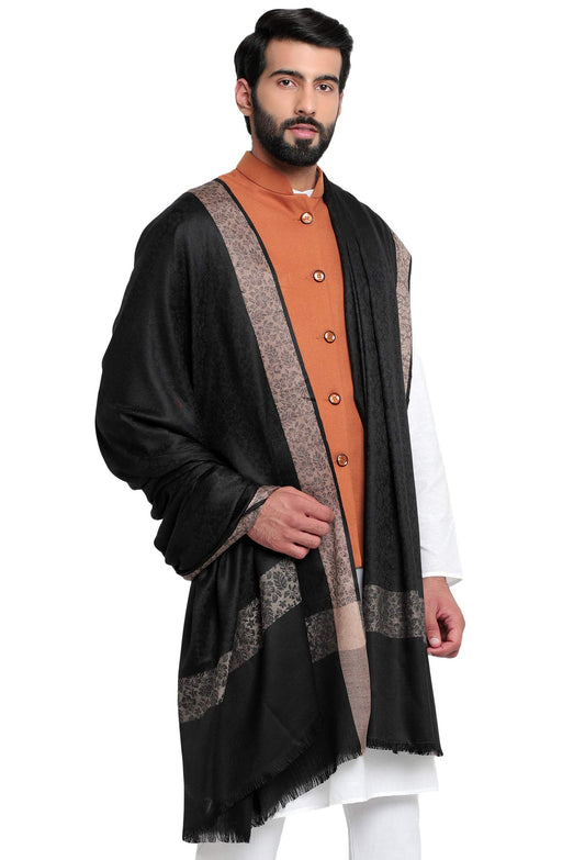 Weavers Villa MenS Woven Border Pure Wool Lohi/Woollen Shawl, 125Cm X 250Cm