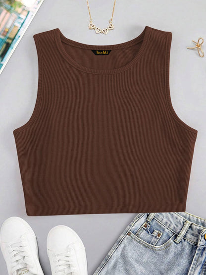 Toochki Tops for Woman | Spandex Top | Crop | Short | Western | for Jeans | Sleeveless | Stretchable | Brown