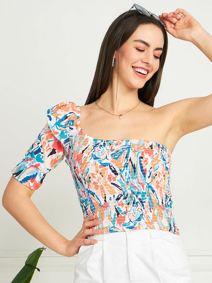 Modeve Women Smart Fit Floral One Shoulder Top