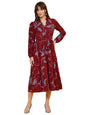 Sheetal Associates WomenS Casual Full Sleeve Crepe Fit & Flare Dress | Comfortable Relaxed Fit Summer Party Dress Maroon