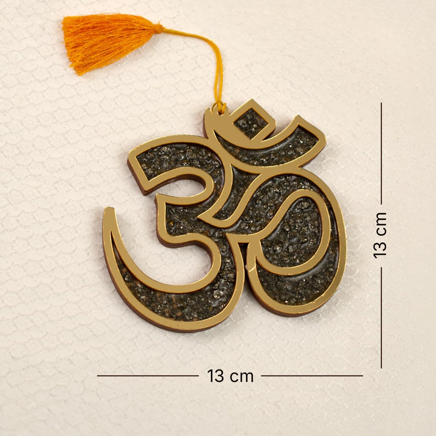 Astrotalk Pyrite Om Wall Hanging 13x13cm | Vastu Wall Decor Item with Natural Pyrite Stone | For Wealth, Protection & Positive Energy | Home Decor for Living Room, Bedroom & Mandir
