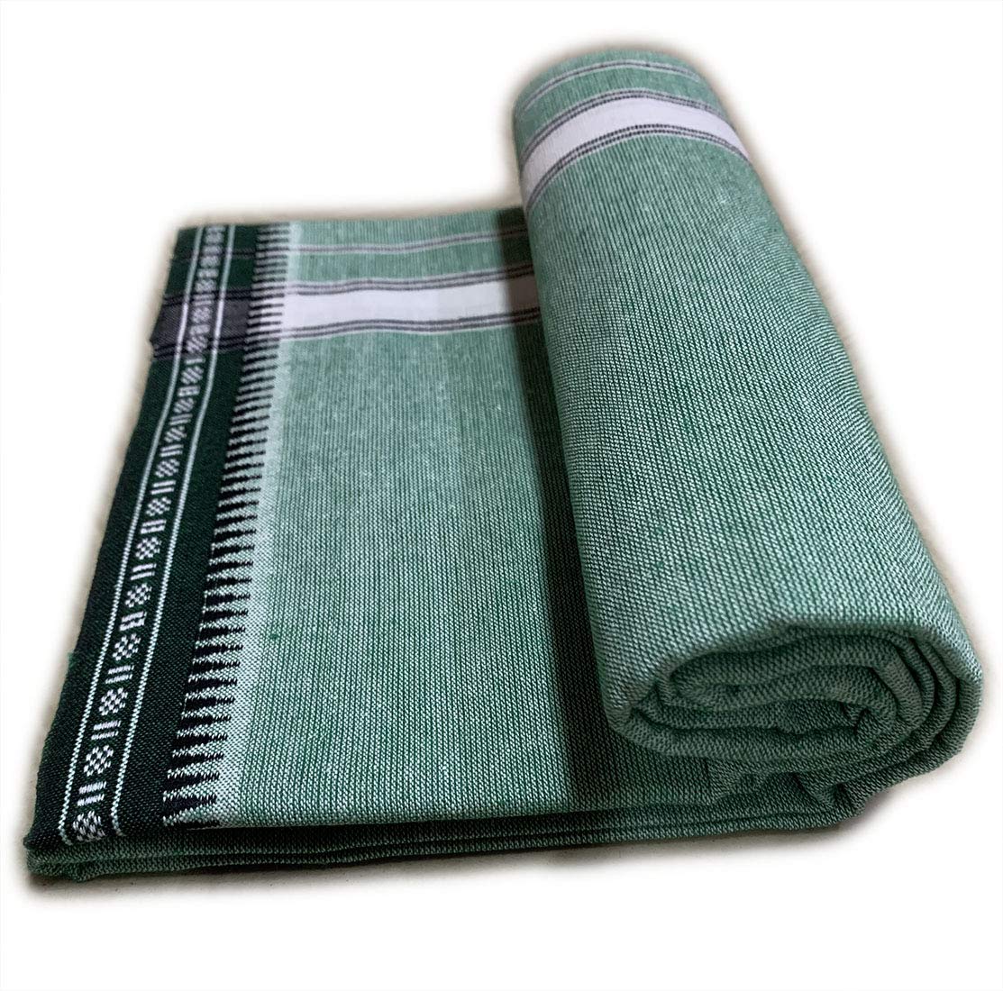 Prakasam Cotton Mens Colour Thalapathi Border Single Dhoti/Size1.28X2.00 Mtrs/Combo Pack Of 2 Dhoties