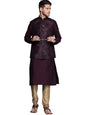 Manyavar Kurta Jacket Set For Men, Full Sleeves Mandarin Collar Ethnic Wear Jacket Set For Festival, Wedding, Party Blended Visc