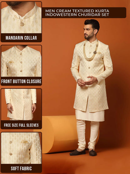 Kisah Kurta Sherwani Set For Men  Silk Blend Jacquard Textured Indo Western Kurta With Churidar | Designer Ethnic Outfit For Wed