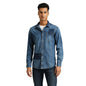 Pepe Jeans Blue Laser Printed Slim Fit Denim Shirt