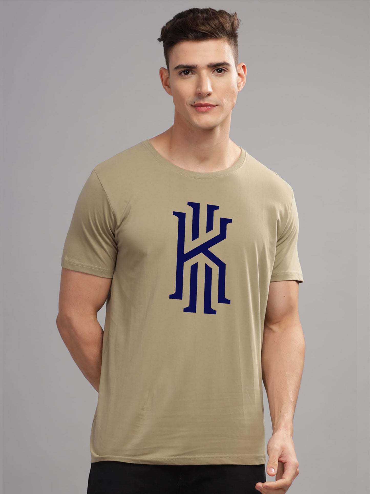 ADRO Mens Printed T Shirt - Premium Cotton Graphic Printed Tshirt - Beige T-Shirt - RN24-KOBE-BE
