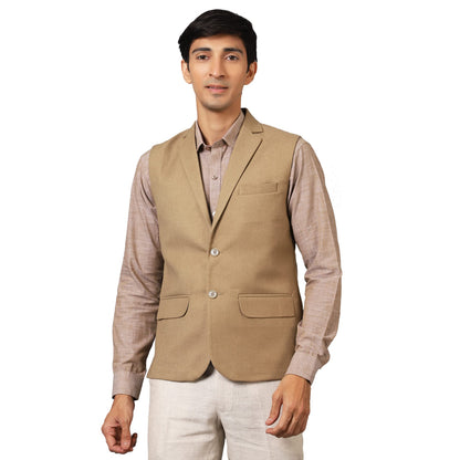Wintage Men'S: Tweed Wool Beige Modi Nehru Jacket : 46/2Xl