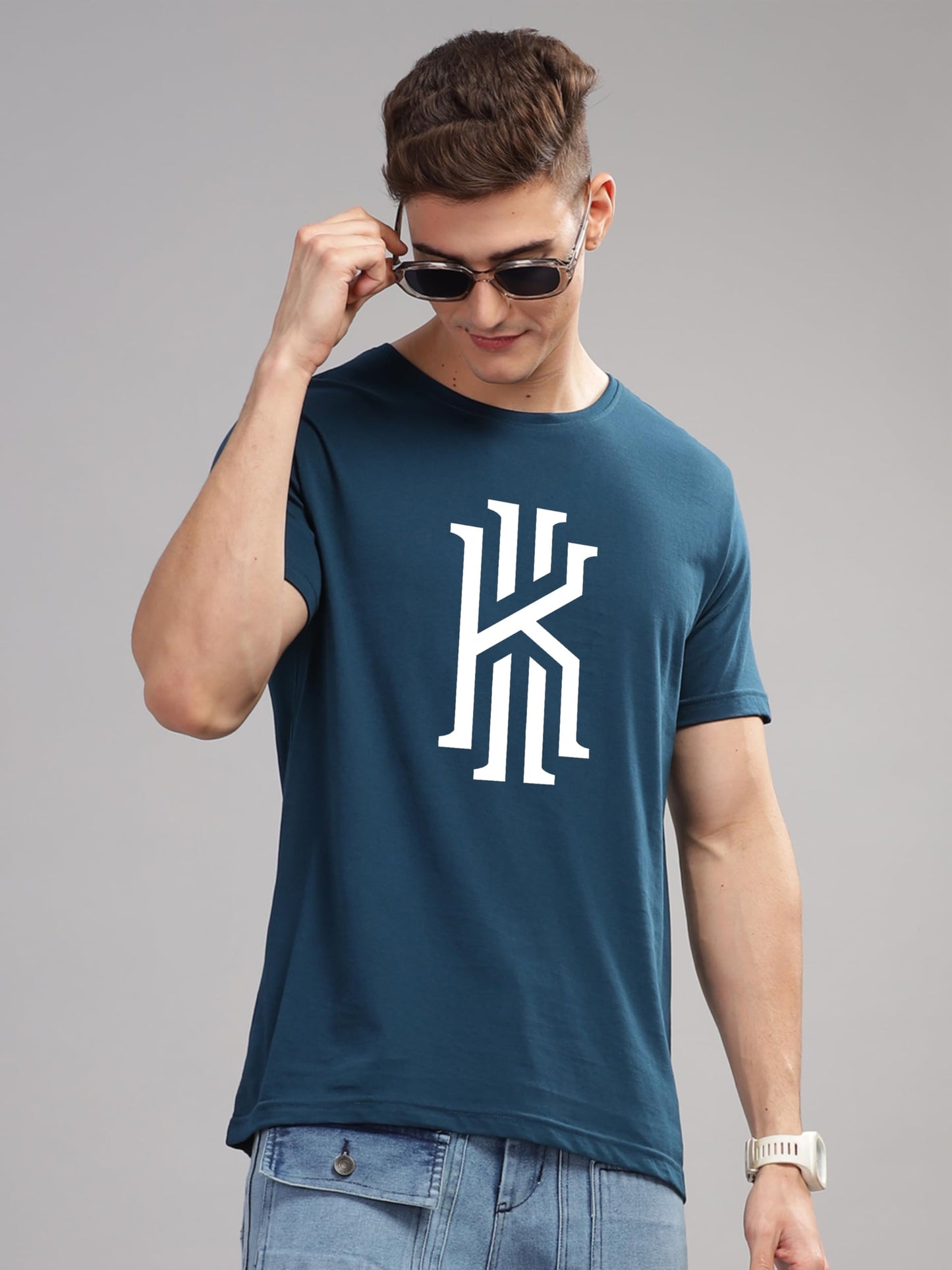 ADRO Mens Printed T Shirt - Premium Cotton Graphic Printed Tshirt - Teal T-Shirt - RN24-KOBE-SB