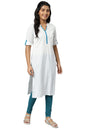 Aurelia White Striped Cotton Regular Kurta For Women