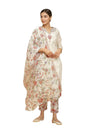 W for Woman Off W For Womanhite Floral Printed Sequined Blend Kurta Dupatta Bottomwear
