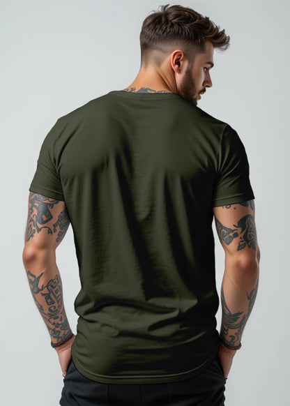 Peppyzone Mens Regular Fit T-Shirt (PZ-GYM133_Olive3